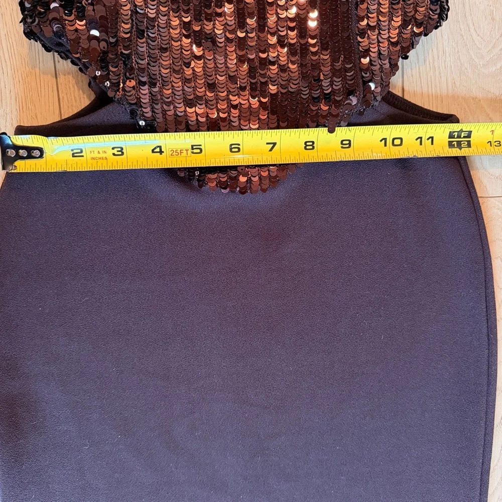 Zara sequin embellished brown Strapless cut out modern fit midi Dress size small - Picture 15 of 16